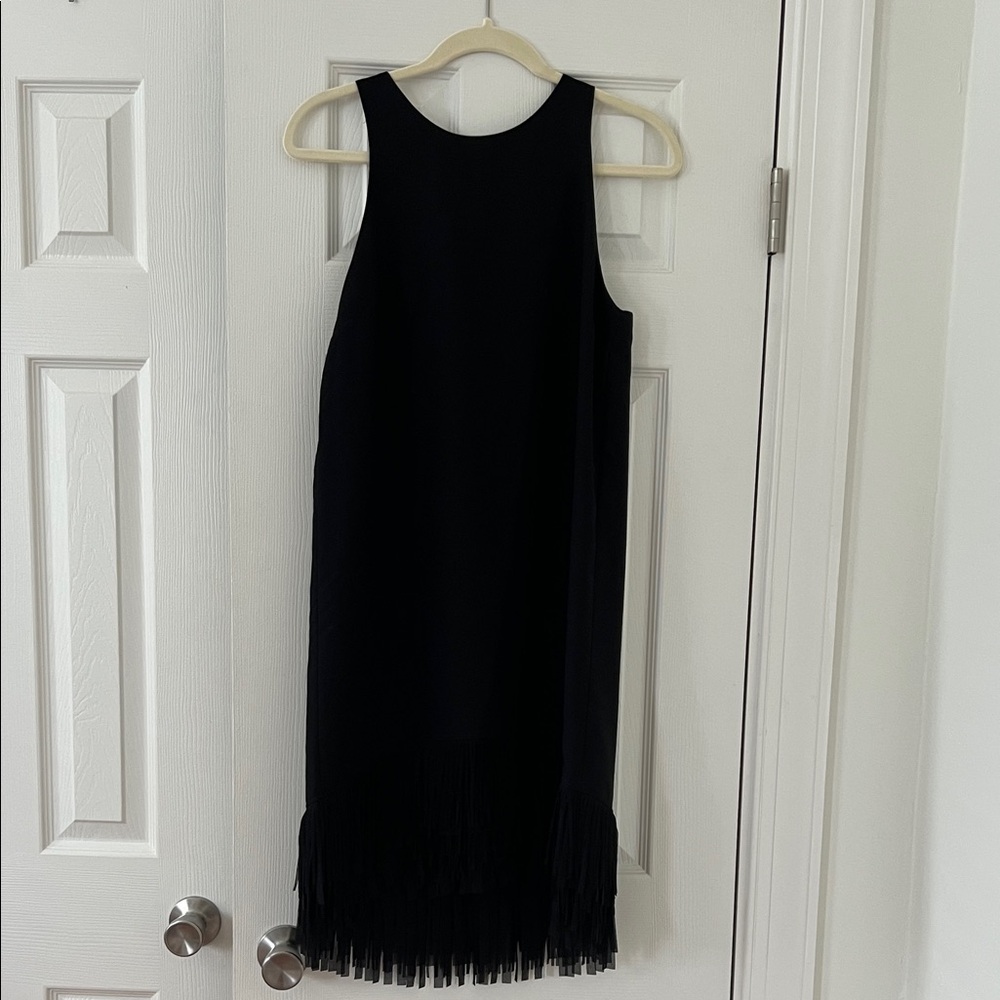 Banana Republic Elegant Black Sleeveless Dress with Fringe Hem